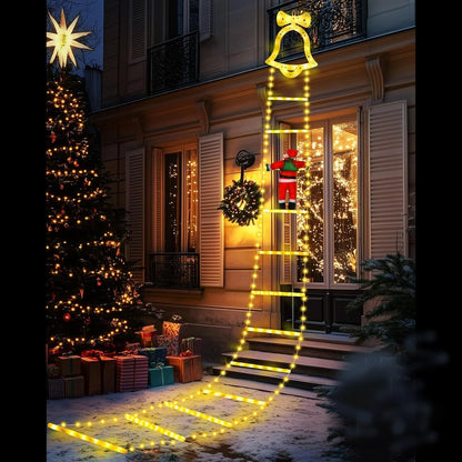 11 Ft Santa Claus Ladder Lights, Christmas Lights, Outdoor Ladder Lights