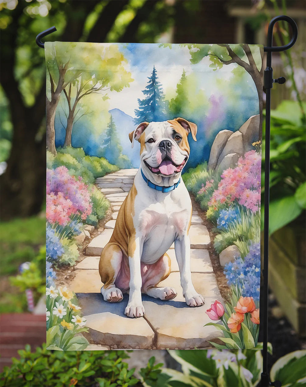 American Bulldog Spring Garden Garden Flag