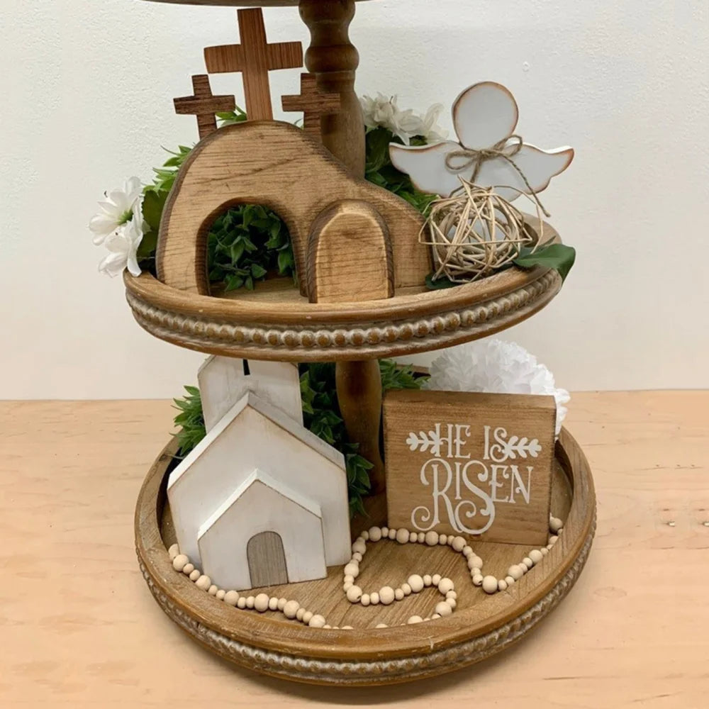 Easter Resurrection Scene - Spring Easter Cross Risen Figurine Decor Nativity Set, Easter Decorations for the Home, Easter Table Ornament, Easter Crafts, Table Centerpiece for Tabletop