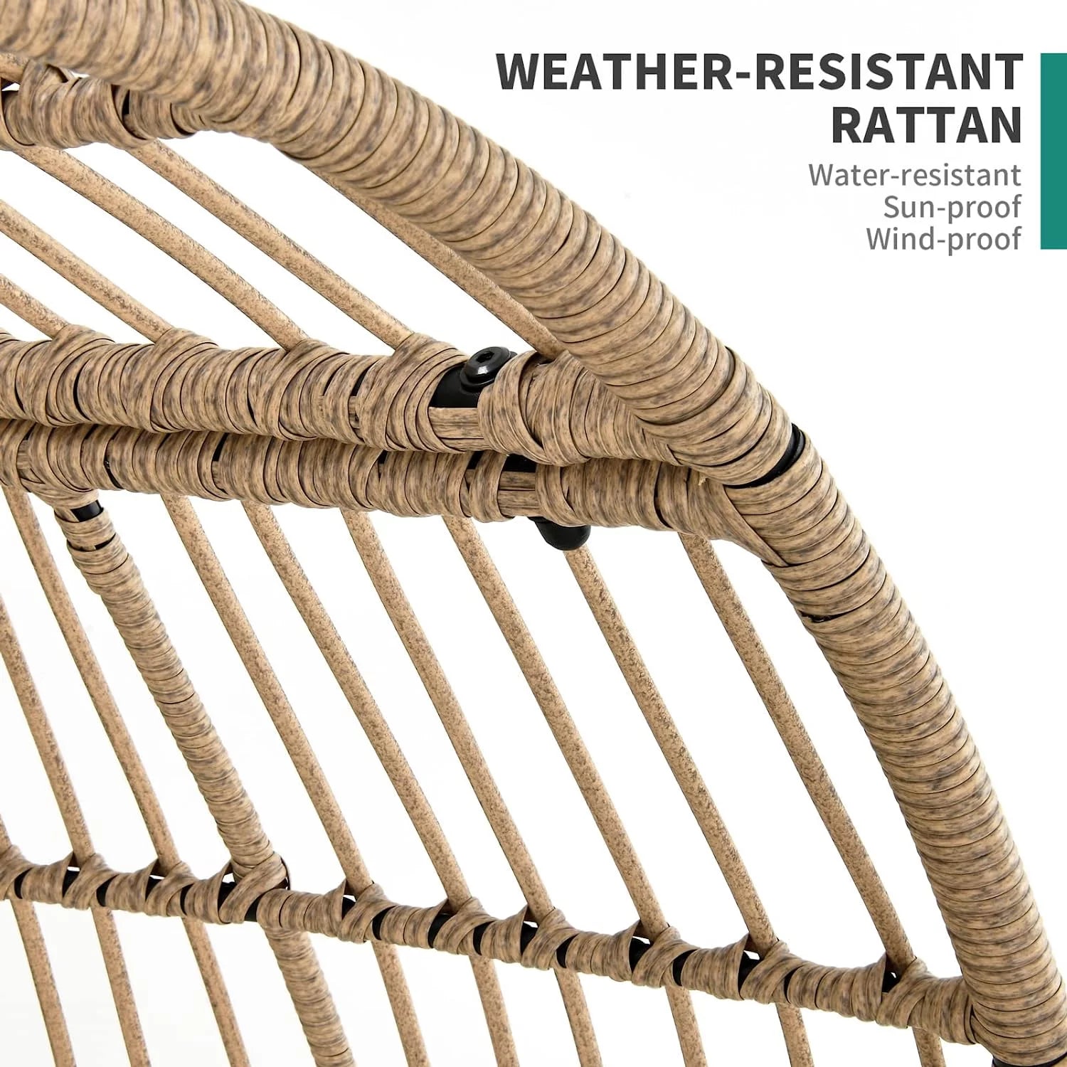 Wicker Outdoor Narrow Egg Chair, Patio Rattan Basket Chair with Stand & Cushion Cocoon Chair - Gray