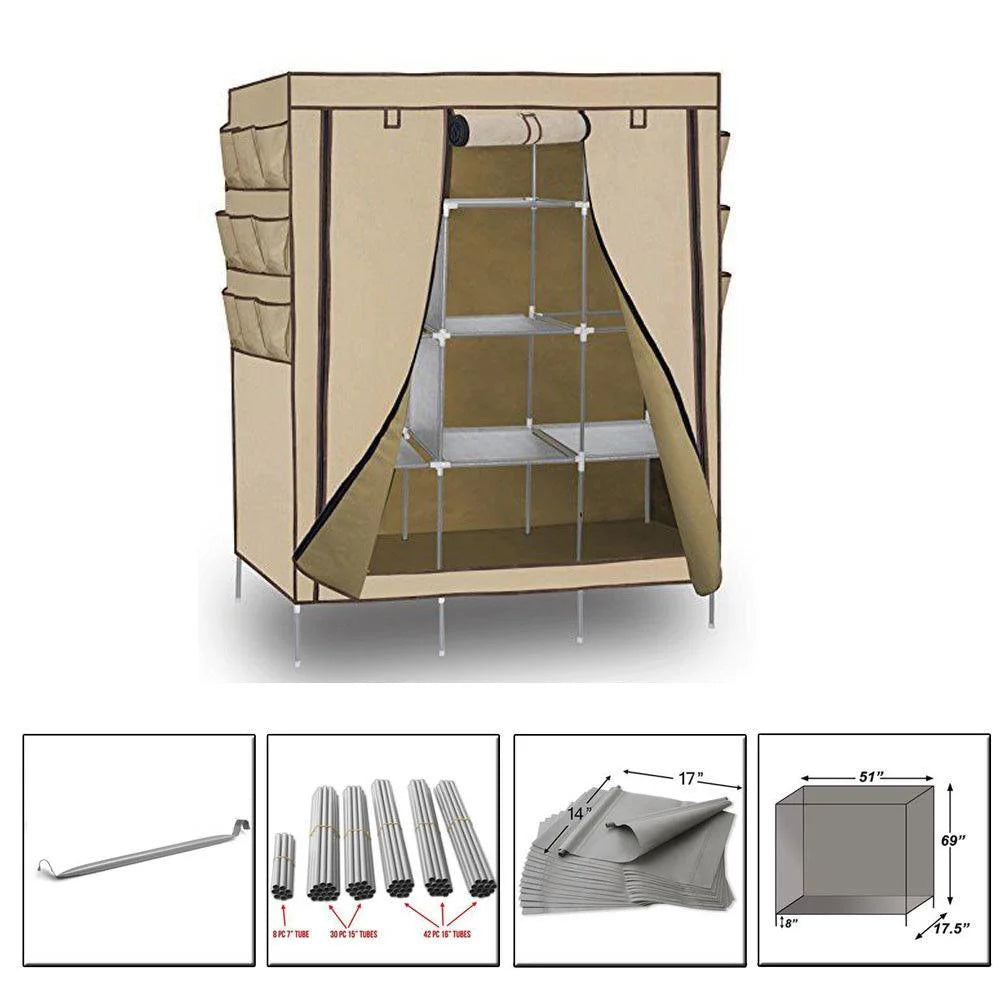Ktaxon 69" Portable Closet Wardrobe Clothes Rack Storage Organizer & Shelf Home Cabinet